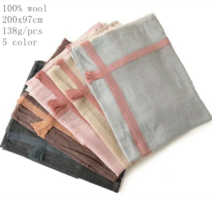 

Naizaiga 2021 New arrival pure wool shawl slightly pleated border thick wool woven fringed scarf dual-use women wrap, SN212