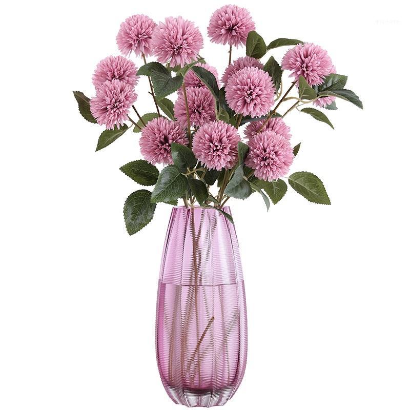 

Xuanxiaotong 1pc 3Head Large Dandelion Branches Artificial Flowers for Home Wedding Table Decoration Fall Flower Arrangement1, Red