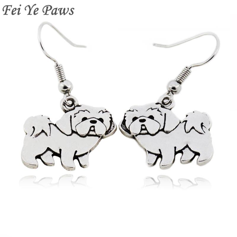 

Fei Ye Paws Vintage Cute Shih Tzu Dog Charms Drop Earring Animal Big Statement Dangle Earrings For Women Girl Party Gift Jewelry
