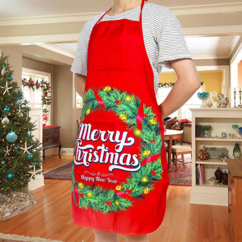 

1Pc Red Christmas Apron Pinafore Cotton Linen Aprons 60*80cm Adult Bibs Clean Aprons Home Kitchen Cooking Baking Accessories1