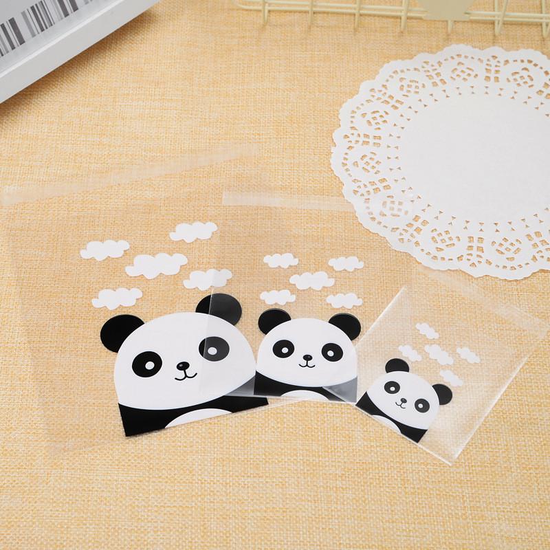 

100pcs/lot Cute Panda Head Cookie Candy Self-adhesive Bags Eco-Friendly Plastic Bags Party Festival Decor Gift Bag Xmas Ornament