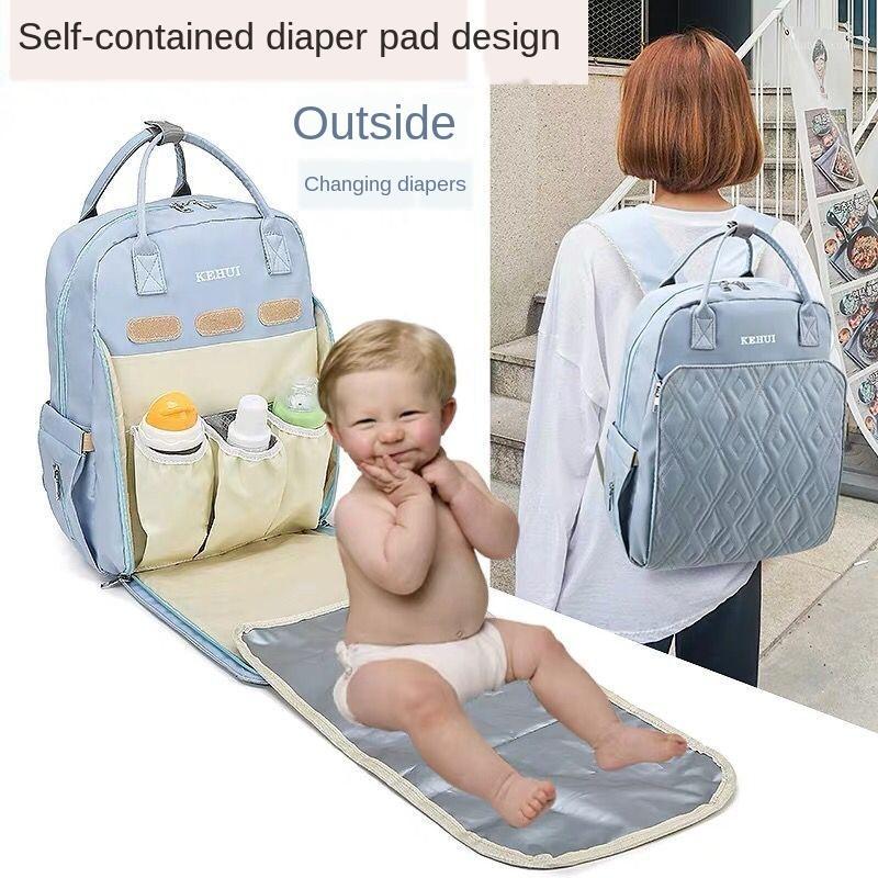 

2020 New Fashion Backpack Diaper Bag Portable Lightweight Monther Backpack Solid Large Capacity Newborn Baby Maternity Bags1, Black
