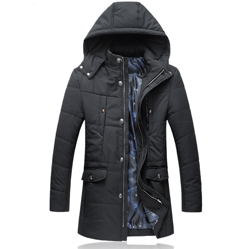

2021 New Fashionable Winter Hooded Male Thick Jacket Outward Wind-proof Warm Coat Plus Size i to  A7C7, Black