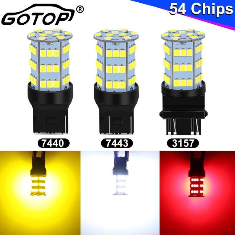 

1pcs T25 3157 Car Turn Signal Light T20 7443 7440 LED Bulb W21W WY21W 54SMD 2835 Chips Auto LED Bulb Car Backup Light 12V 6000K1, As pic