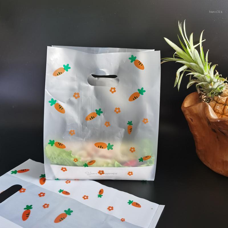 

50Pcs Carrot Flower Plastic Gift Bags Retail Bags With Handle Baking Cake Cookies Candy Bag Baby Shower Party Gift Packaging Bag1
