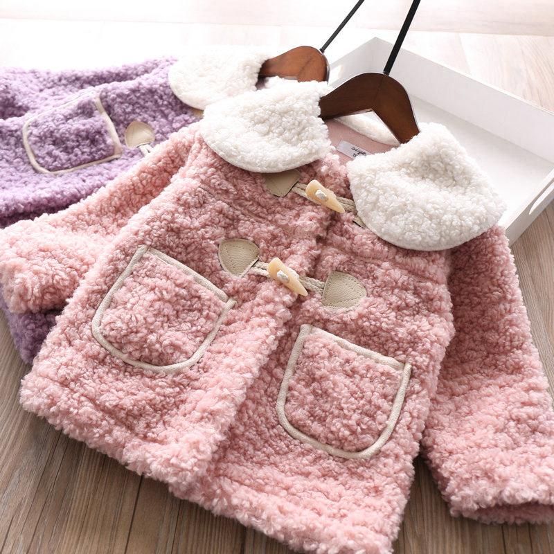 

2021 Winter Baby Girls Lapel Coat Children's Wear Wholesale, Pink
