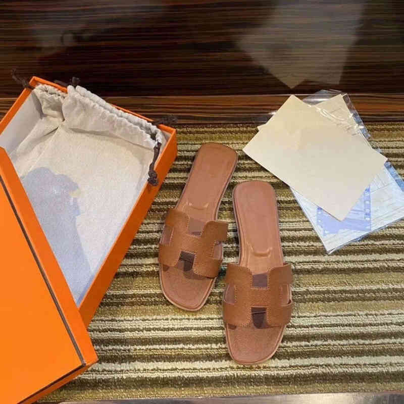 

Slippers 2022 h Designer Herme Sandals Women Organ Leater Summer Flops Wear Beac Flat 2 Eydt, Peach