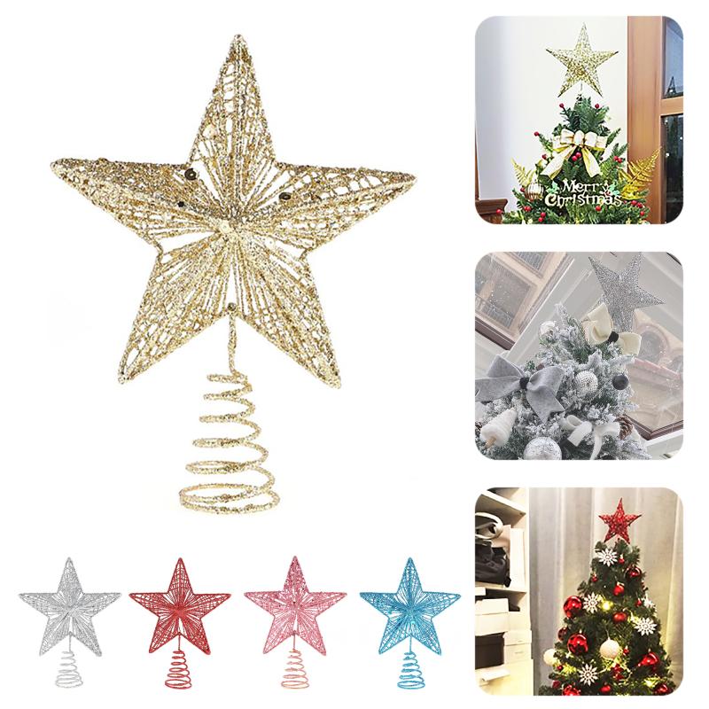 

1Pc Exquisite Iron Art Ornament Beautiful Tree Top Star Five-point Star for Christmas Tree Decor