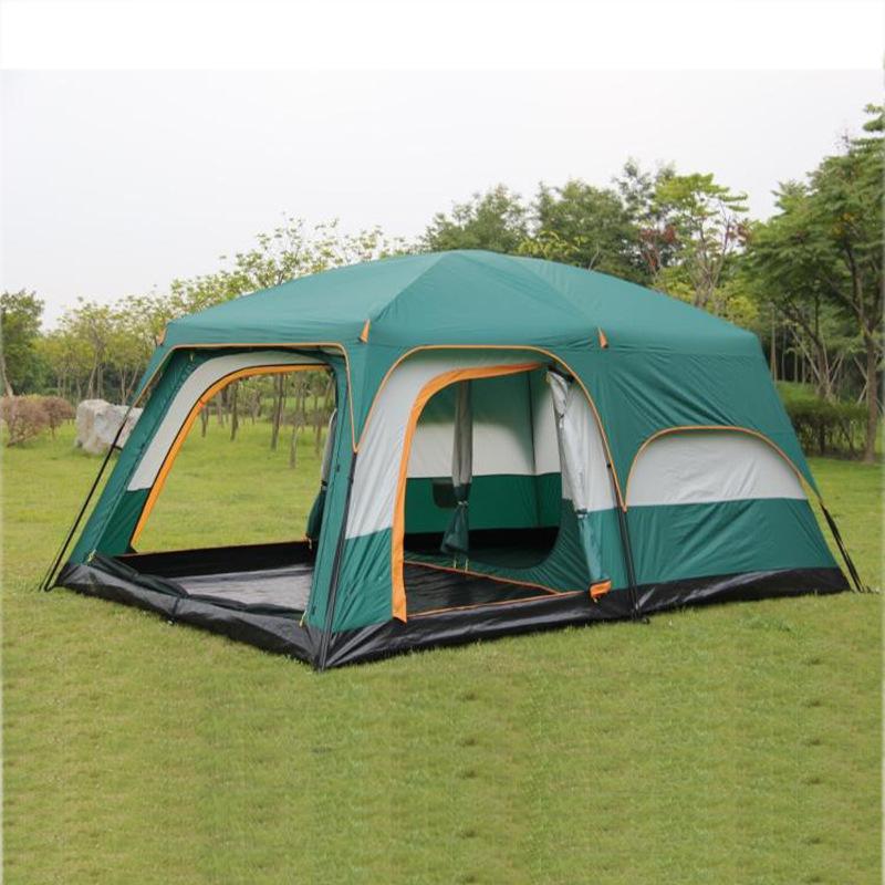 

5-8 Persons Double Layer Outdoor 2living Rooms hall Family Camping Tent In Top Quality Large Space 380*260*190mm