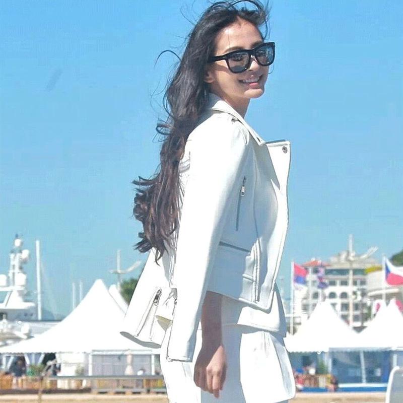 

Women 2020 Spring Autumn Sheepskin Genuine Leather Slim Motrocycle Jacket Veste Femme YY975, Red