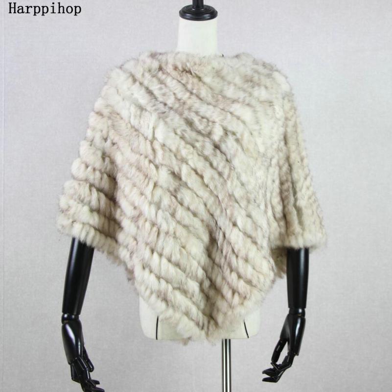 

Scarves 2022 Autumn Knitted Natural Fur Shawl Fashion Cape Genuine Women Black Poncho, Blue;gray