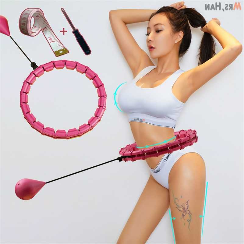 

28 Smart Adjustable Sport Hoops Abdominal Thin Waist Exercise Detachable Hola Massage Fitness Hoop Gym Home Training Weight Loss 211229, Pink