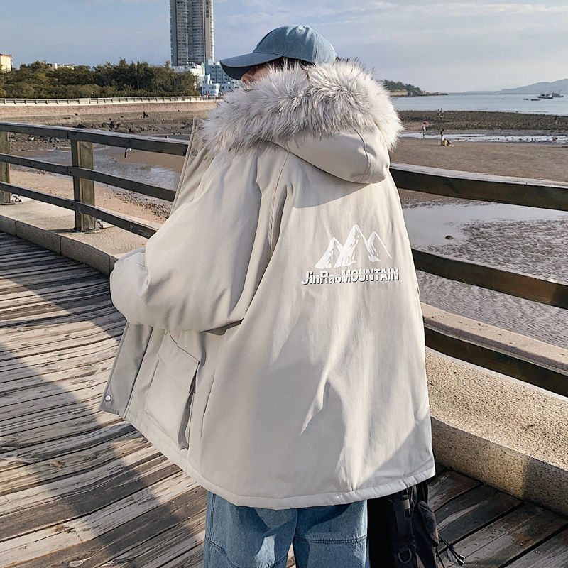 

2021 New Men's Thicken Zipper Parkas Winter New Woman Hooded Oversize Coats Korean Streetwear Warm Clothing JNLQ, Black