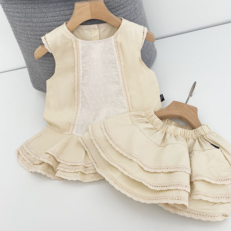 

2021 New Clothes Set Summer Cute Sets Newborn Infant Baby Girls Pullover Embroidery Tops+panties 2pcs/set Outfit 0-5y Qljh, Beige