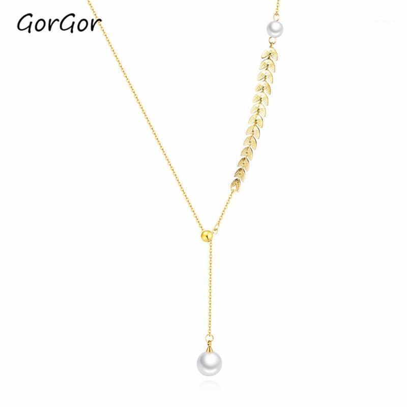 

GorGor Internet Celebrity Phoenix Tail Pearl Choker Japanese And Korean Titanium Steel Tassel Elegant Women Necklace 16491