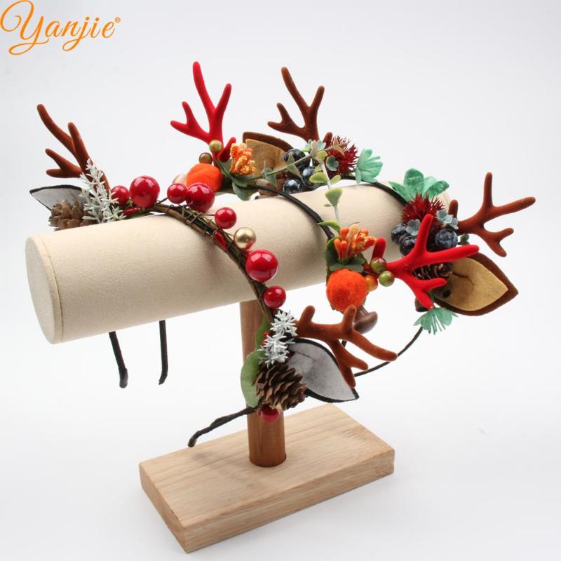 

Classical European Christmas Festival Antler Deer Forest Flower Women Headband Princess Hairband For Girl Hair Accessories 2021