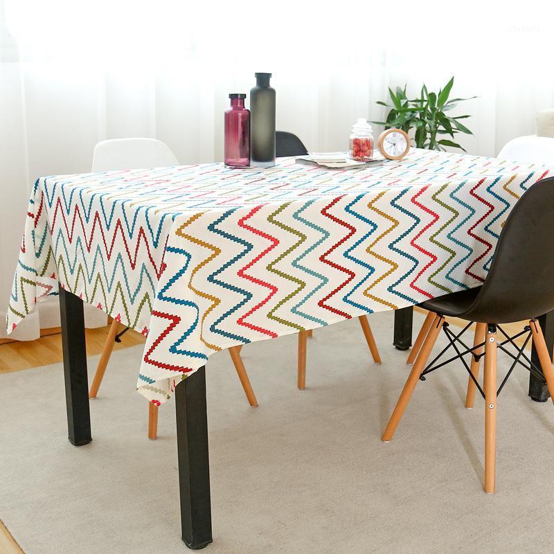 

Nordic Striped Christmas Tablecloth Red Blue Wave Pattern Restaurant Decorative Rectangle Table cloth for Wedding1, Color 1