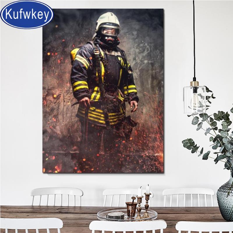 

full square diamond painting Hero Fireman 5d cross stitch set diamond embroidery full round drill mosaic art Firefighter