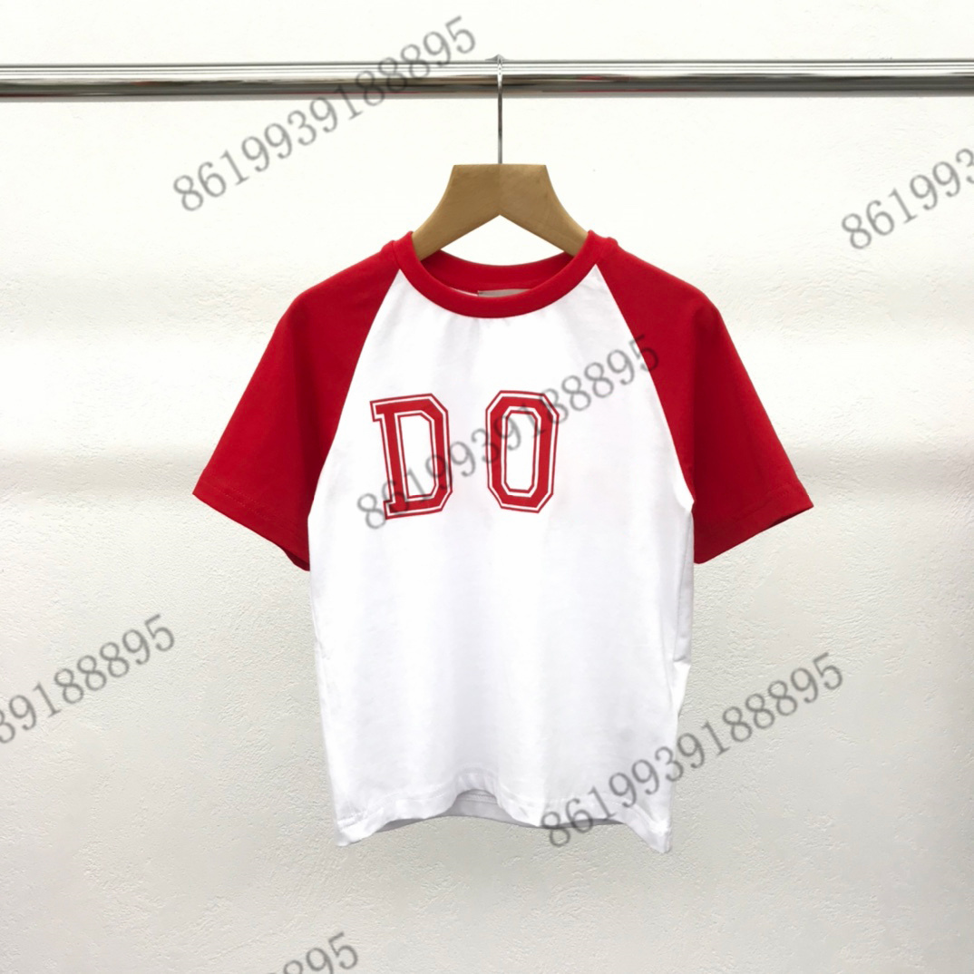 

2022ss high-end summer sets new kids Round neck T-shirt + long pantys childrens classic red designer shorts set suit brand girls clothing size -150, 02