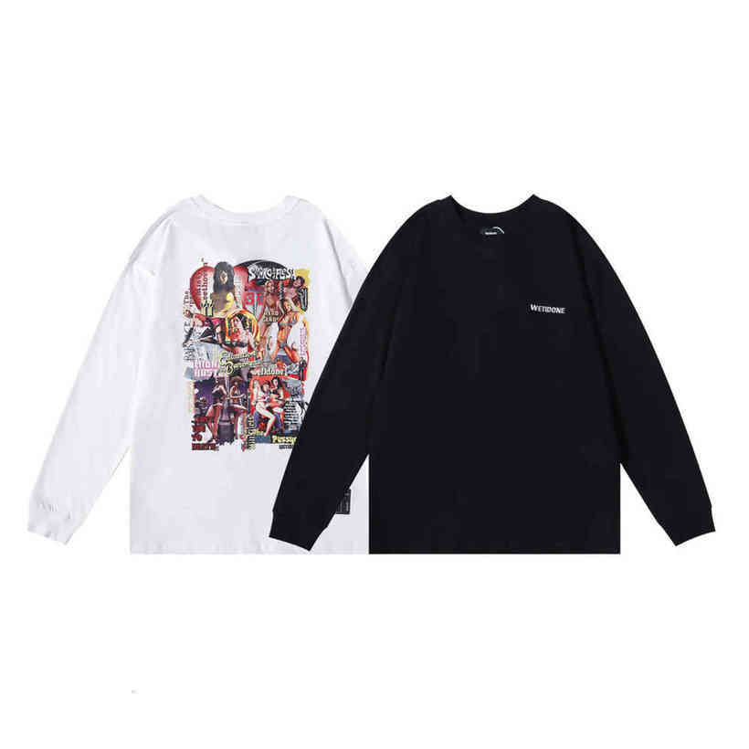 

High Street Brand WE11DONE Graphical design Y2K Oversized Long tea Men T-shirt Jujutsu Kaisen Recreation, Black