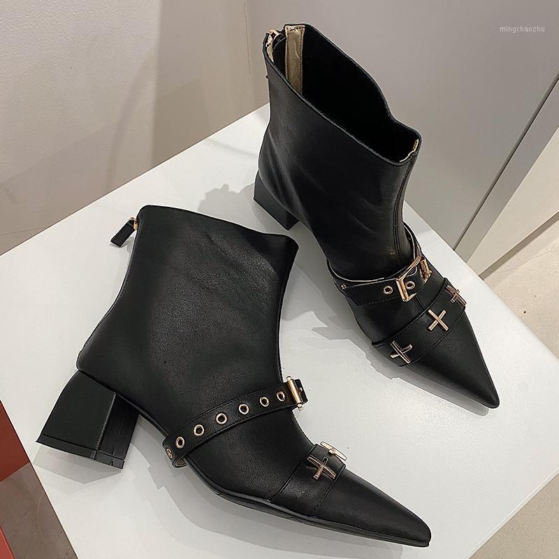 

SKLFGXZY Unique design Genuine leather Ankle boots Women boots pointed Fashion New winter Women shoes Size 34-401, Black
