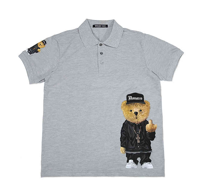 

High New Luxury Gentleman Men Collar 3d Bear Fashion Polo Shirts Shirt Hip Hop Skateboard Cotton Polos Tee #n280