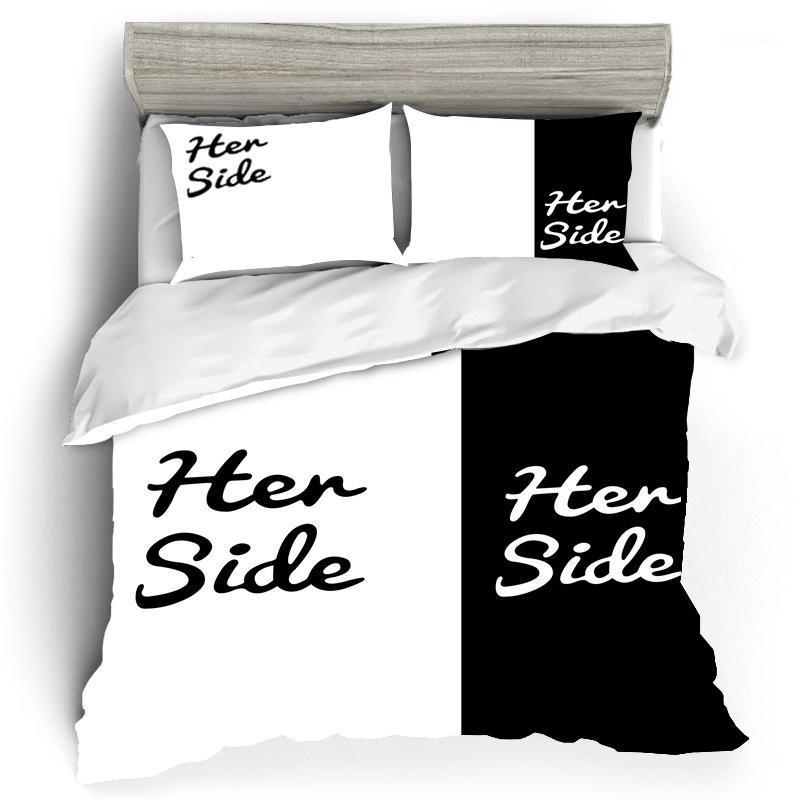 

Letter Simple Black + White Bedding Set Cat/Dog/He And Her Bedclothes Pillowcase Bedding Set Luxury Home Textiles Bed1, Cd1598