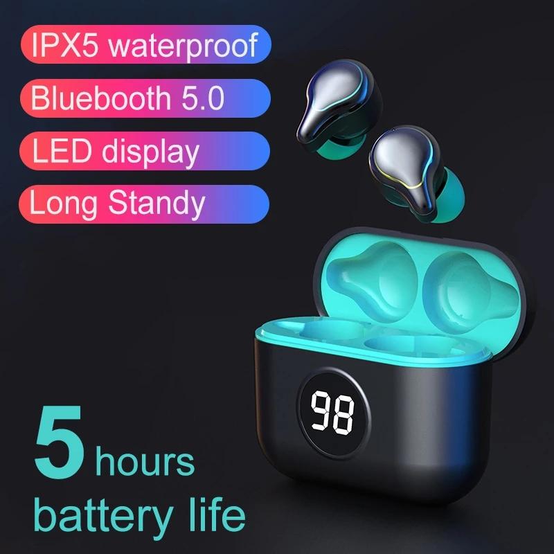 

Fineblue SE16S TWS Wireless Bluetooth 5.0 Earphones LED Display Music Sport Fashion 9D Stereo Mini In-Ear Headsets, Green