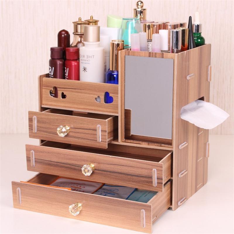 

Urijk DIY Wooden Storage Box Makeup Organizer Jewelry Container Wood Drawer Organizer Handmade Cosmetic Storage Box1