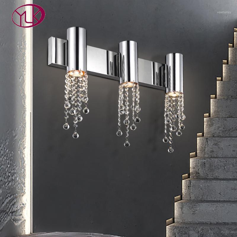 

Modern Staircase wall sconce light luxury bedside crystal wall lamp chrome/gold decor led crystals light fixtures1