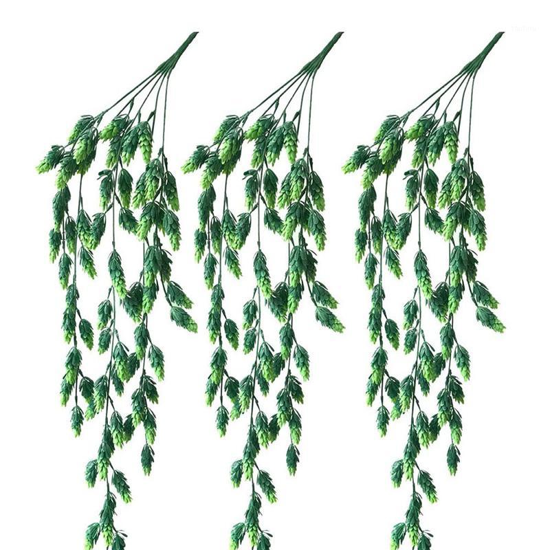 

3Pcs Artificial Flower Hops Vine Garland Plant Fake Hanging Vine Greenery For Indoor Outdoor Front Porch Flower Decor1, Green