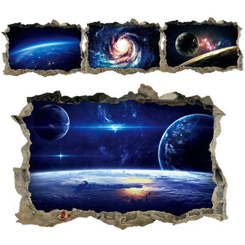 

Creative 3D Universe Galaxy Wall Stickers For Ceiling Roof window sticker Mural Decoration Personality Waterproof Floor Sticker