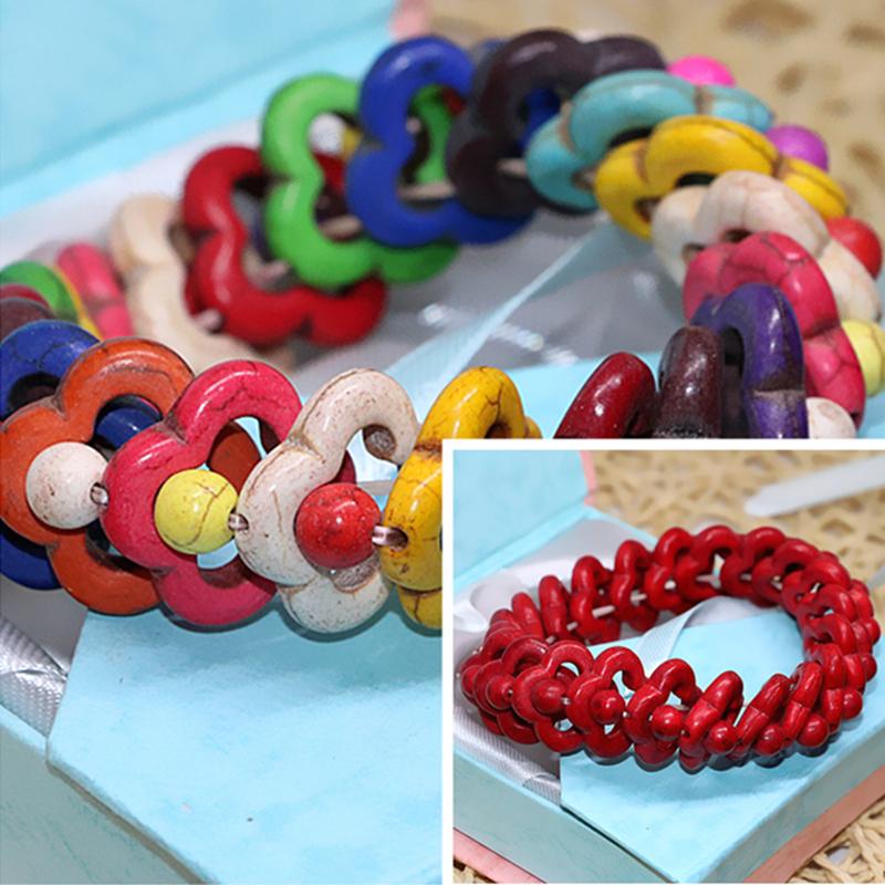 

Red blue multicolor calaite turquoises stone 20*6mm sunflower beads bracelets for women antique style jewerly 7.5inch B310