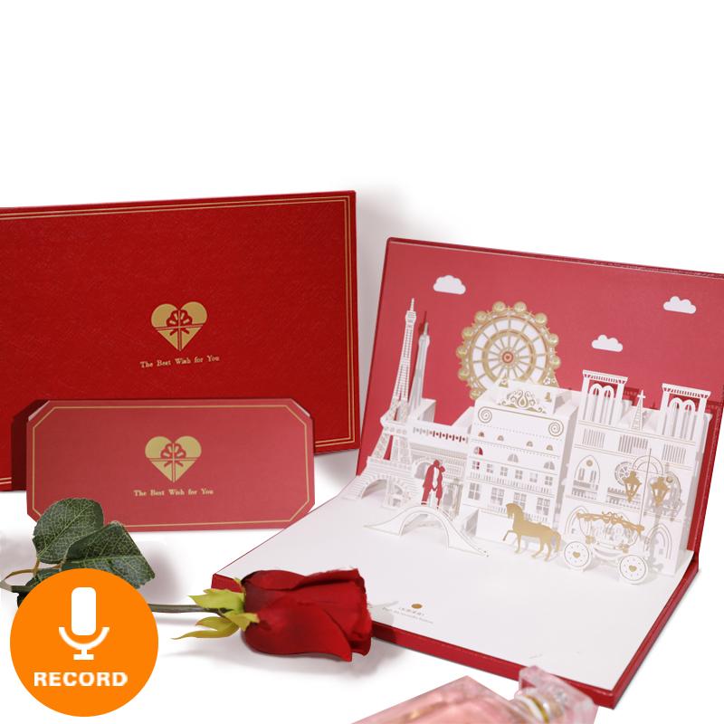 

Wedding invitations 3D Up Recording Greeting Cards Valentines Gifts laser cut Customized for Marriage Handmade Top grade