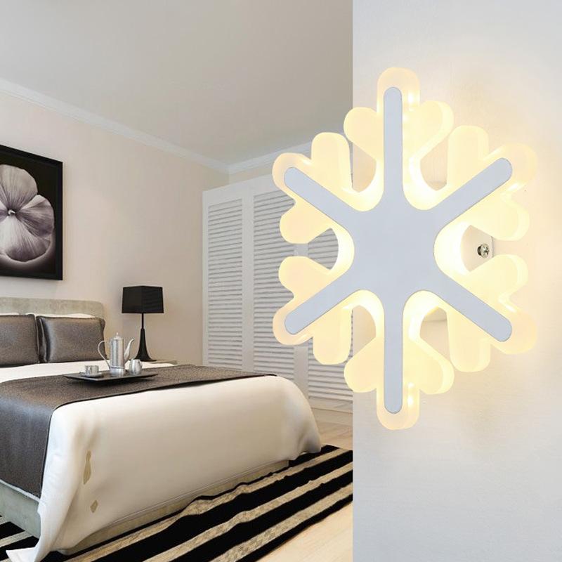 

Simple Bedroom Bedside LED Wall Lamp Creative Aisle Lamp Living Room Snow Acrylic Children Room Light Free Shipping