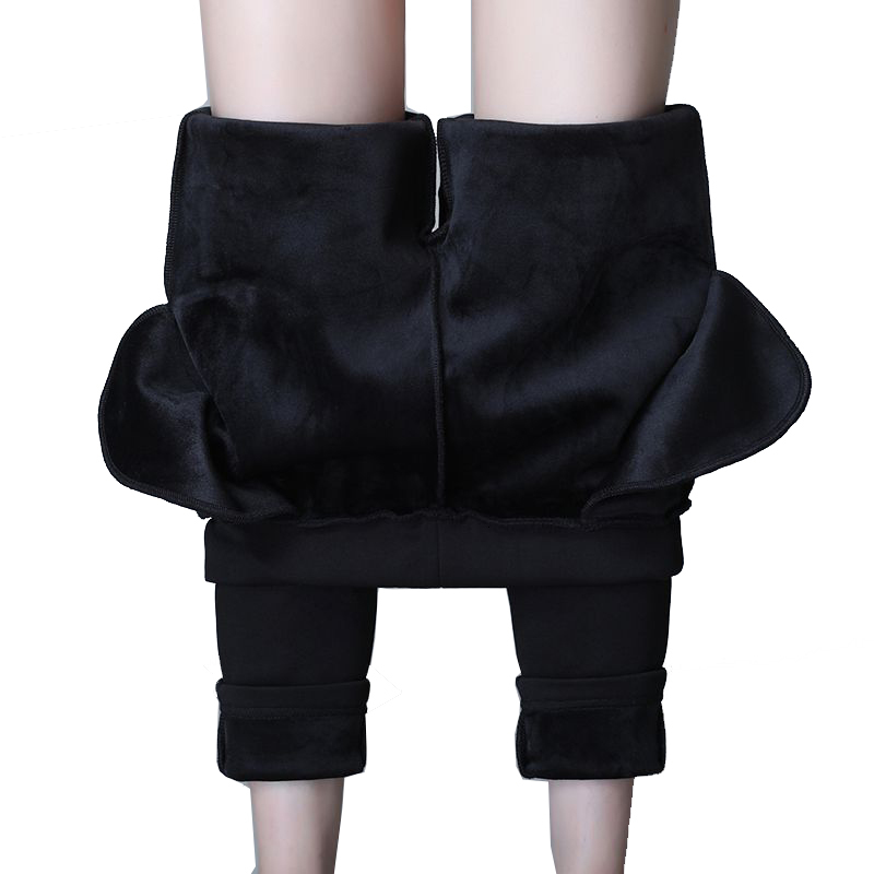 

2021 New S- Plus Size Winter Pencil Pants Warm Velvet Pant Drawstring Mid Waist Trousers Women Thick Pantalon Femme 1l18, Black aw109
