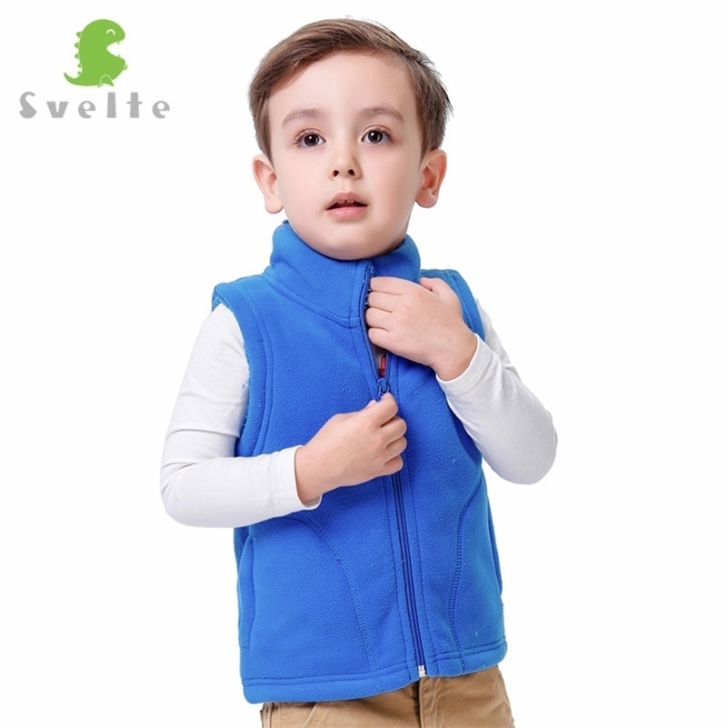 

SVELTE Autumn Winter Kids Boys Girls Lining Fur Fleece Vest Candy Color Zipper Solid Unisex Waistcoat Inside Fur Kids Vest 201106, Gray