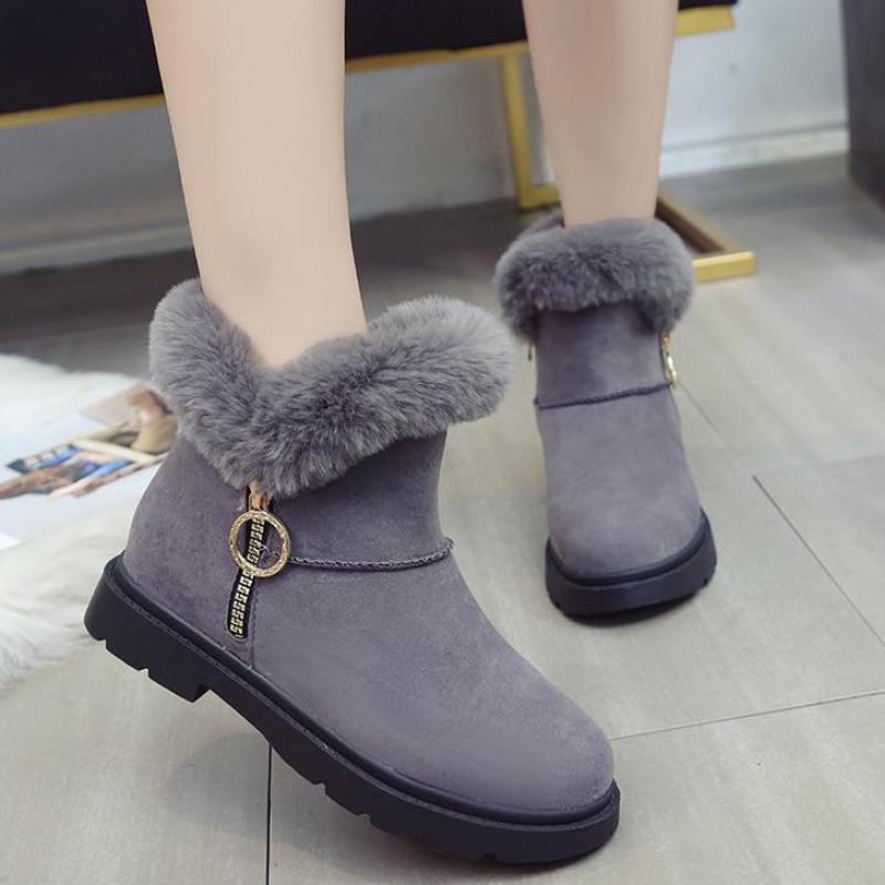 

Women Warm Snow Boots Waterproof Winter Shoes Zipper Ankle Boots Female Footwear Non-slip Furry Flats Brand Free Shipping, Black