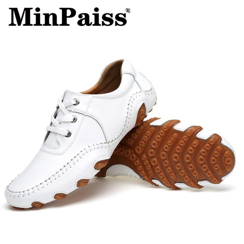 

Genuine Leather Men Casual Shoes 2020 Mens Loafers Moccasins Breathable Slip on Black Driving Shoes Plus Size 38-47, 1001