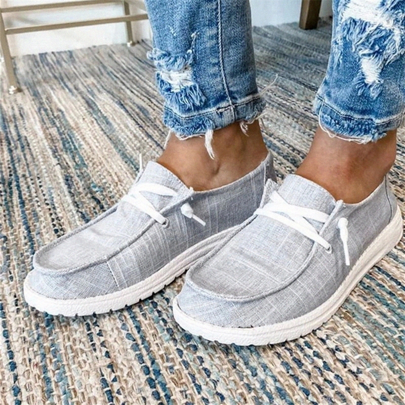 

Women Casual Shoes Lace Up Canvas Loafers Summer Soft Breathable Shoes Student Girl Lightweight Ladies Sneakers Plus Size #vu95
