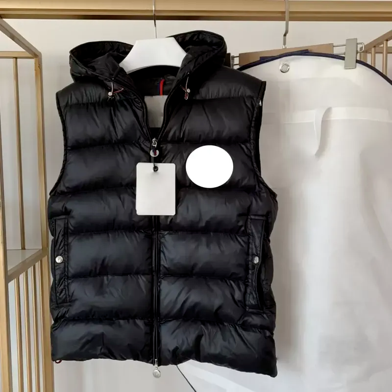 

Classical Brand Mens Down Vests Designer Embrodered Letter Bandge Style Womens Downs Vest Warm Outerwear, Black;white