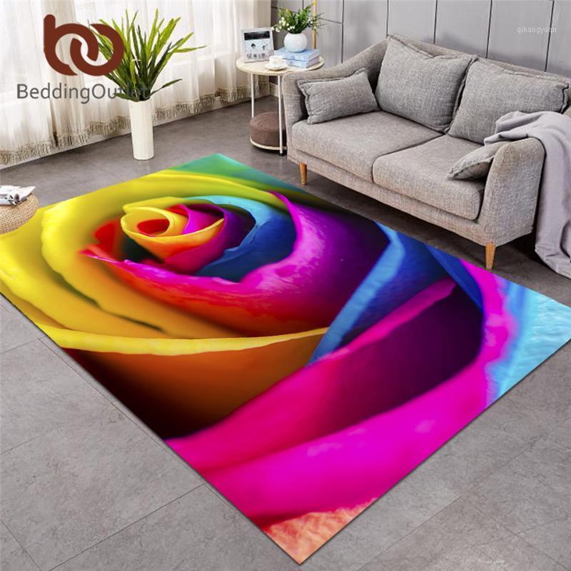 

BeddingOutlet Colorful Rose Large Carpets for Living Room 3D Print Kids Play Floor Mat Photography Area Rug 91x152 Flower Tapete1