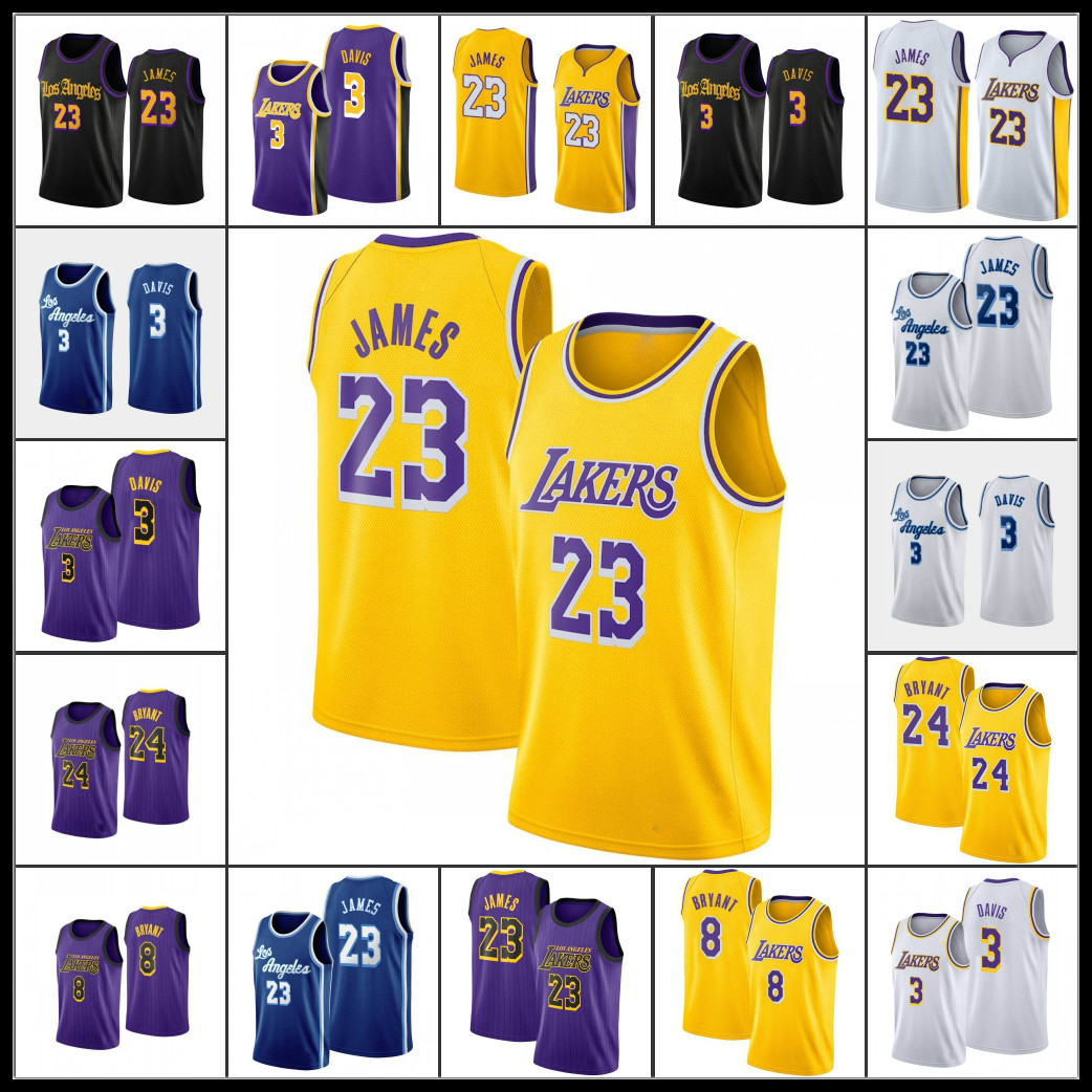 

Los Angeles Lakers Kobe Bryant LeBron James Anthony Davis NBA 2020 Men Basketball Jersey, Black