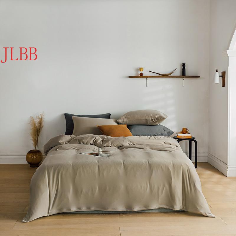 

Knitted cotton bedding set Solid duvet cover set AB side bedclothes modern home 4pcs Caramel grey bed linen soft fitting bed, Shinning grey