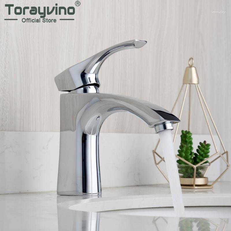

Torayvino Luxury Chrome Polished Bathroom Faucet Deck Mounted Basin Sink Single Handle Faucets Cold And Hot Mixer Water Tap1