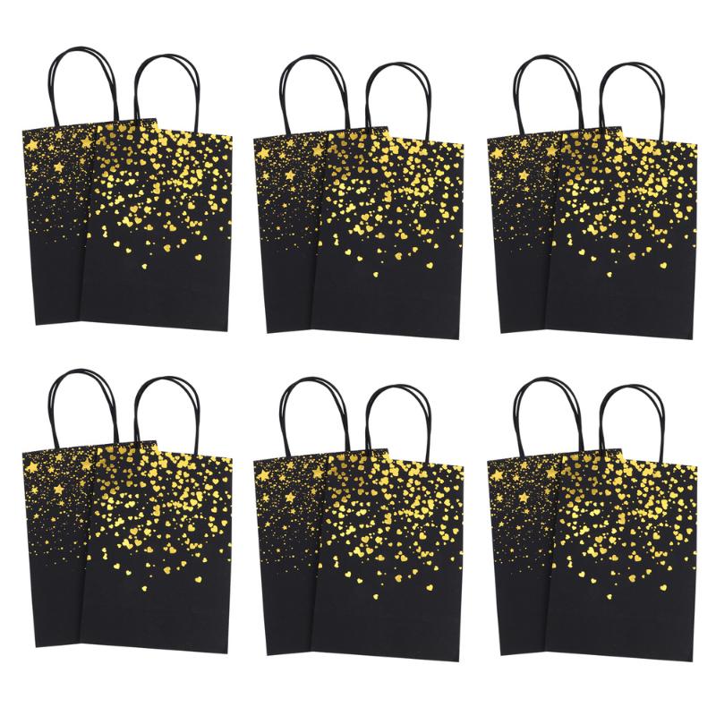 

12pcs Bronzing Handbag Gift Bags Portable Paper Party Bags Packaging