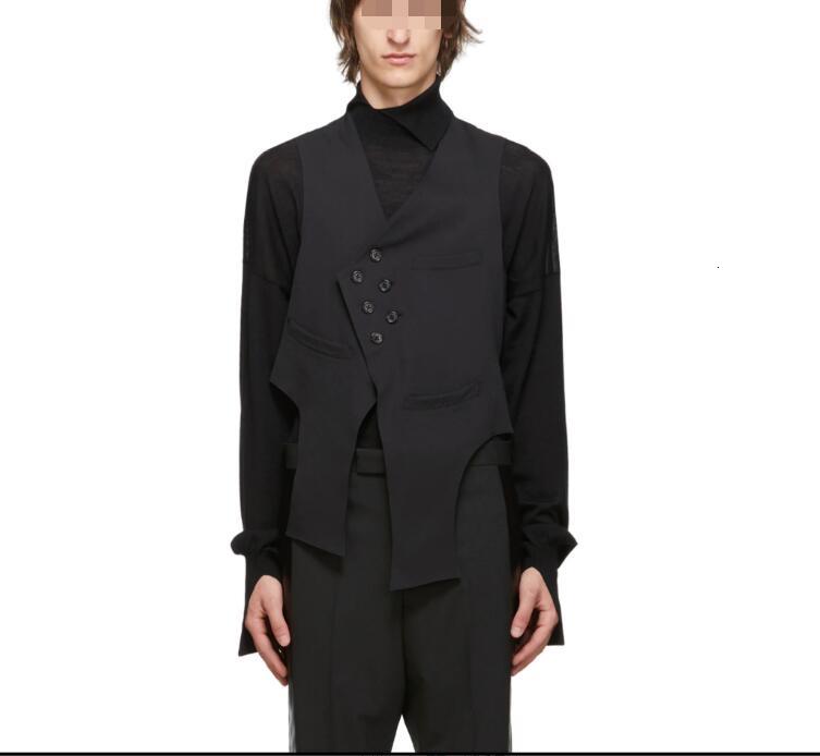 

2021 S-6xl!! New Jagged Wool Deconstructed Casual Male Vest Button 2998, Black