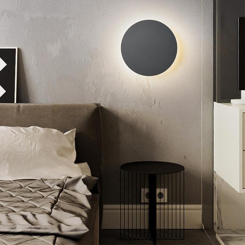 

Round LED Wall Lamp with Touch Switch Modern Iron Wall Sconce Indoor Lighting for Bedroom Bedside Loft Stair Fixture Home Decor