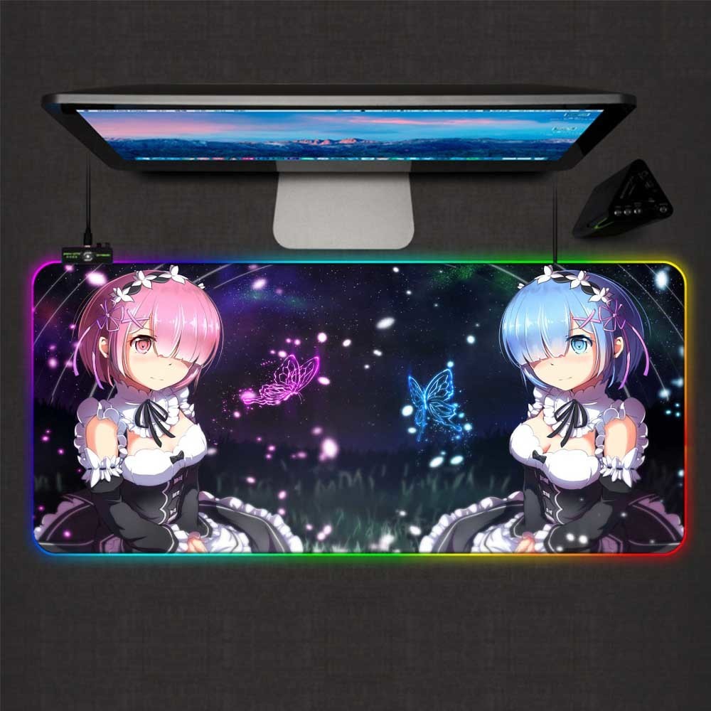 

Mairuige Re Zero Anime Girl Gaming Mouse Pad RGB Large Gamer Lock Mausepads Led Backlight XXL Computer Office Keyboard Desk Mat LJ201031