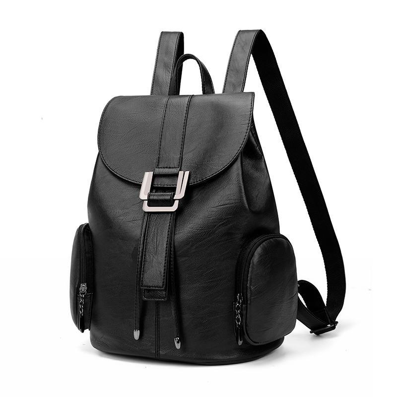 

YILIAN The new fashion soft leather Mommy bag is versatile for leisure travel, large capacity backpack bucket bag, Black